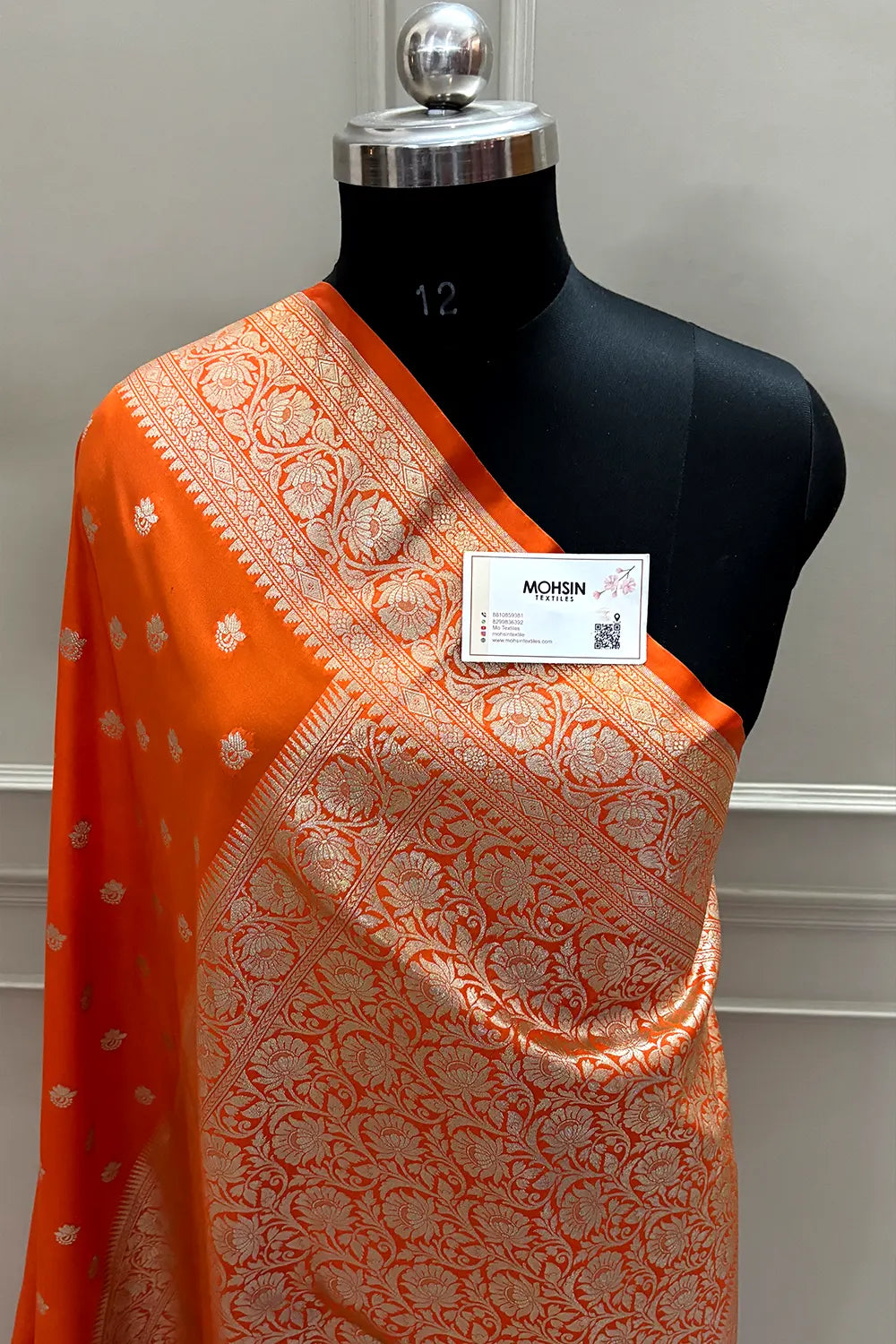 Orange Ghonga Buti Katan Silk Banarasi Saree