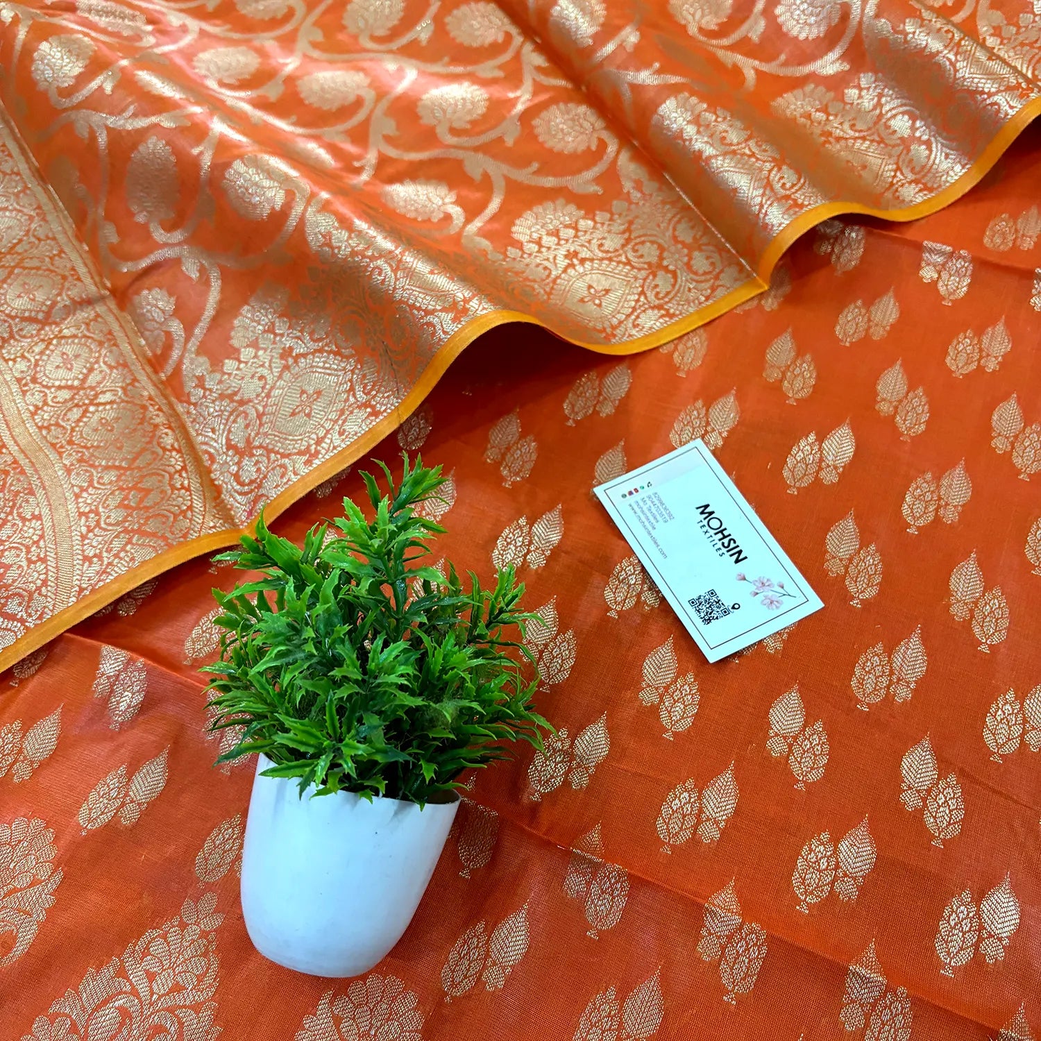 Orange Kalgha Lau Banarasi Silk Suit
