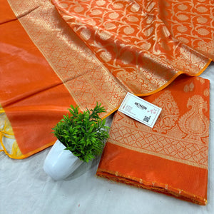 Orange Kalgha Lau Banarasi Silk Suit