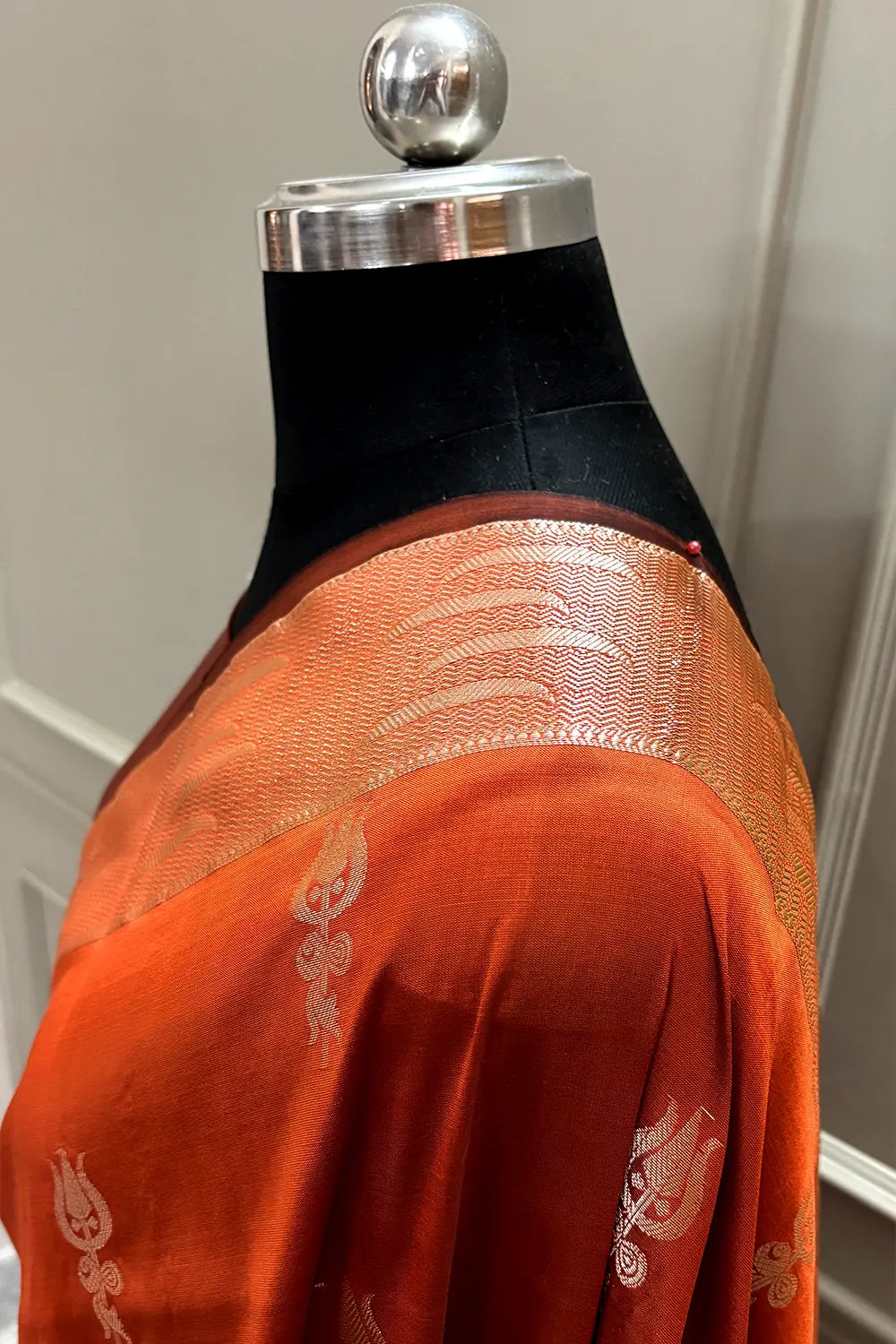 Orange Kalyug Semi Katan Silk Banarasi Saree