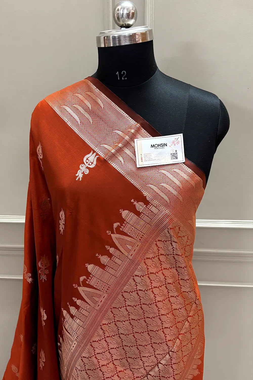 Orange Kalyug Semi Katan Silk Banarasi Saree