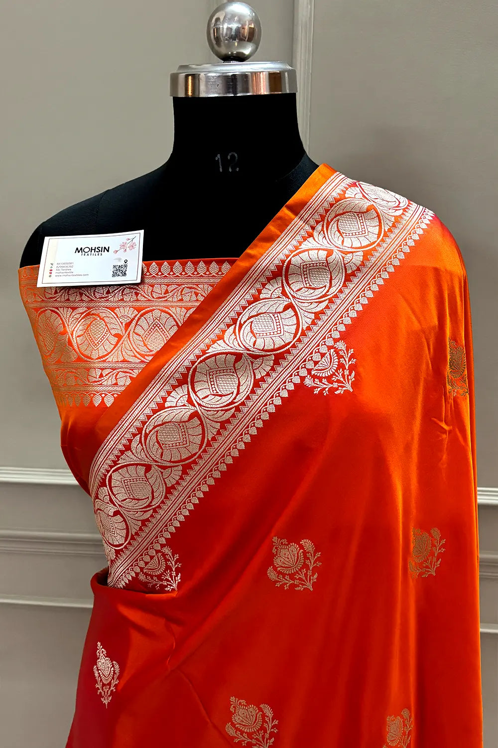 Orange Kohinoor Buti Katan Silk Banarasi Saree