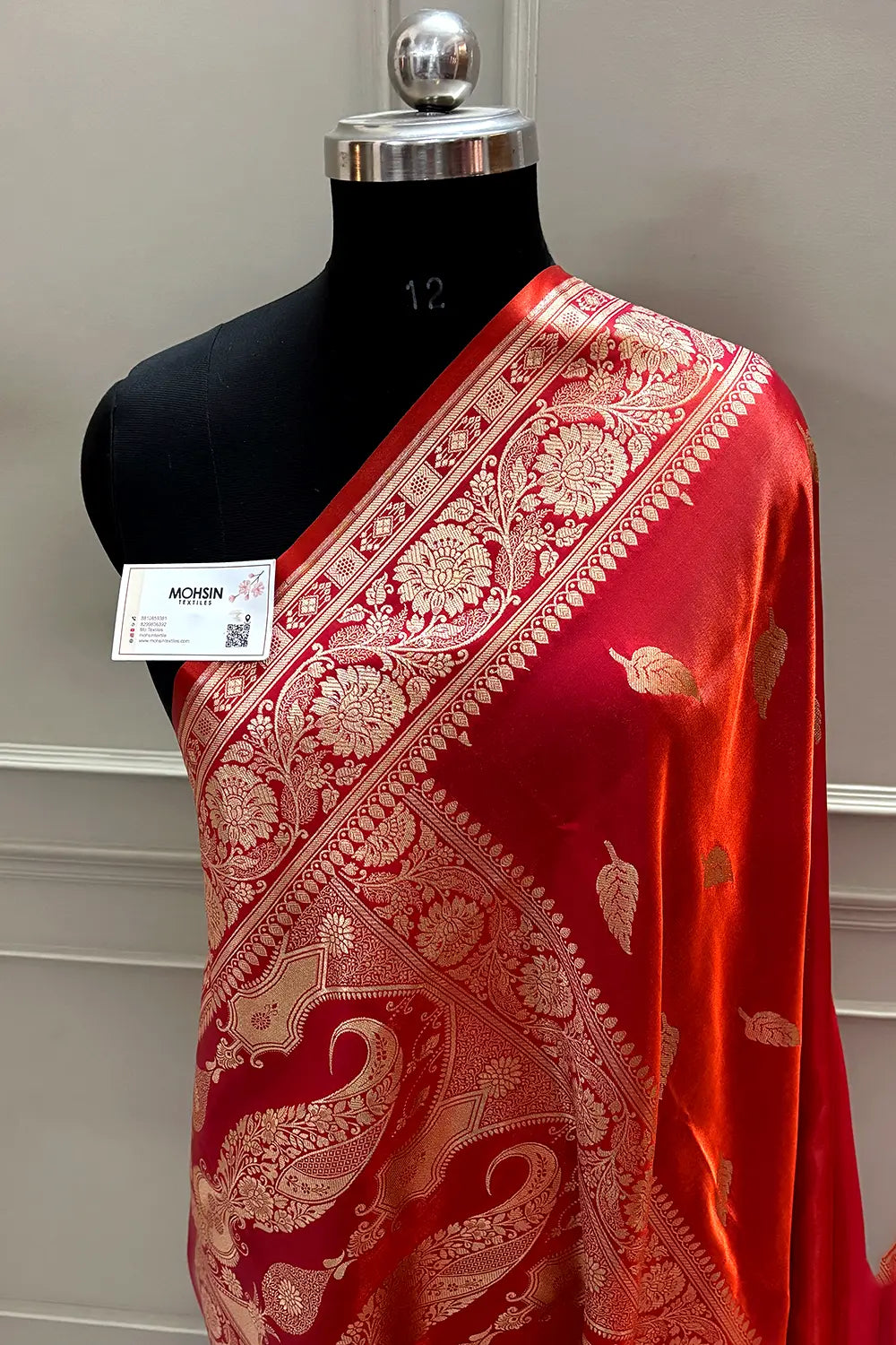 Orange Magenta Zari Satin Silk Banarasi Saree