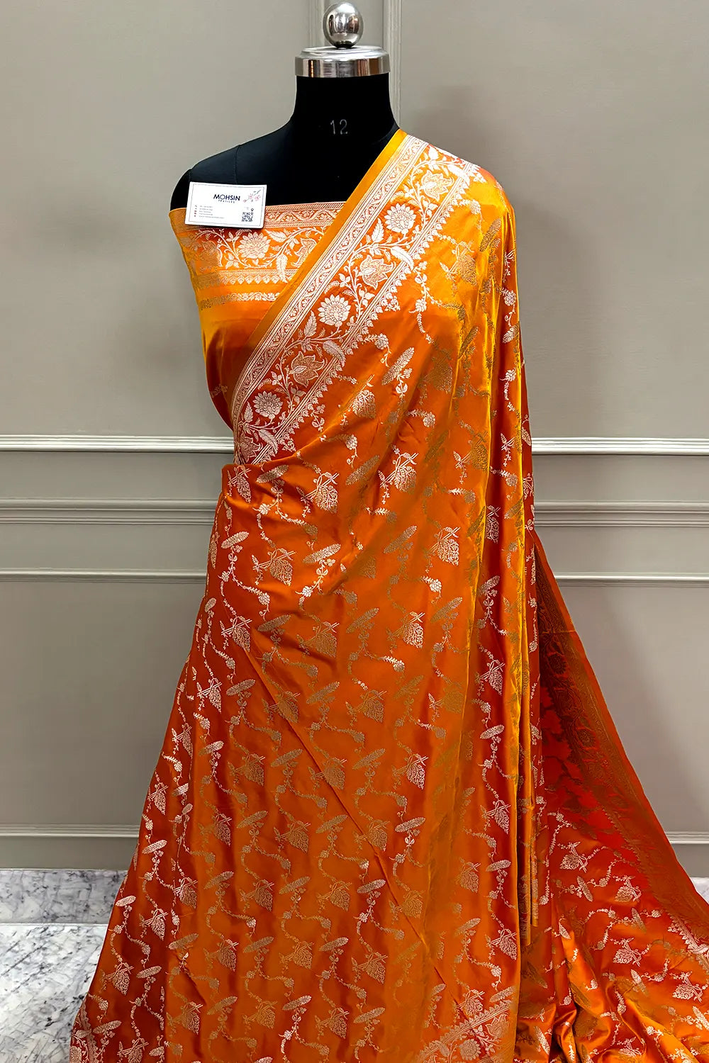 Orange Masakali Katan Silk Banarasi Saree