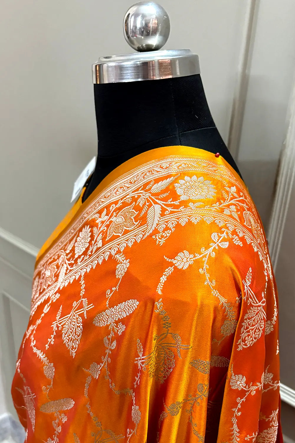 Orange Masakali Katan Silk Banarasi Saree