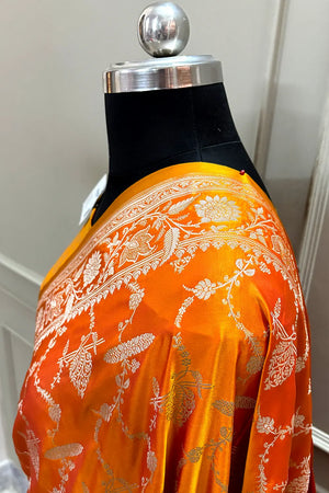 Orange Masakali Katan Silk Banarasi Saree