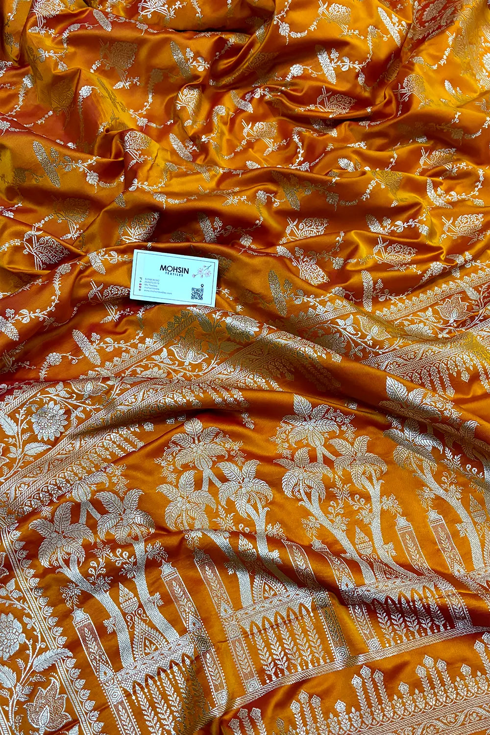 Orange Masakali Katan Silk Banarasi Saree