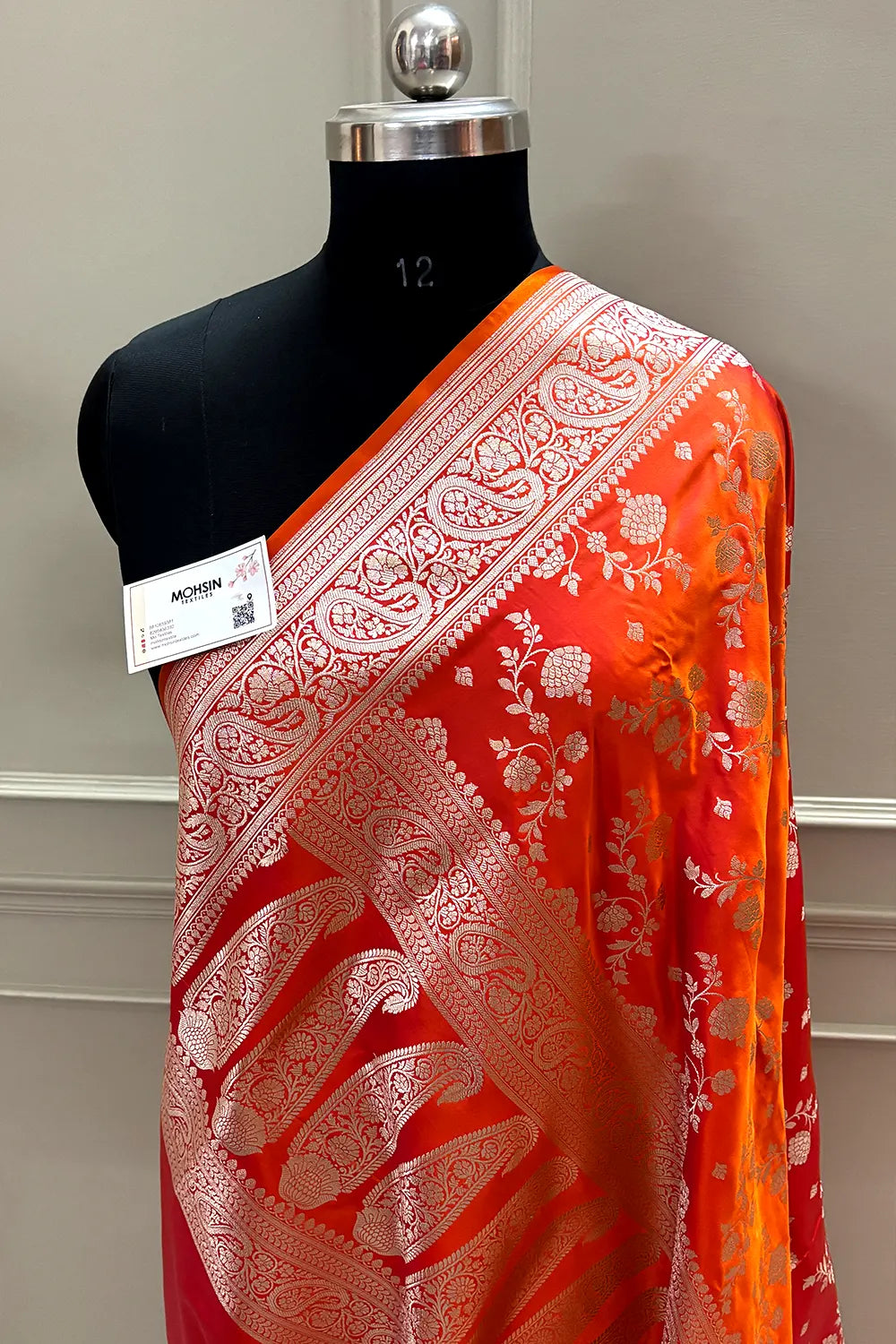 Orange Nafis Jaal Katan Silk Banarasi Saree