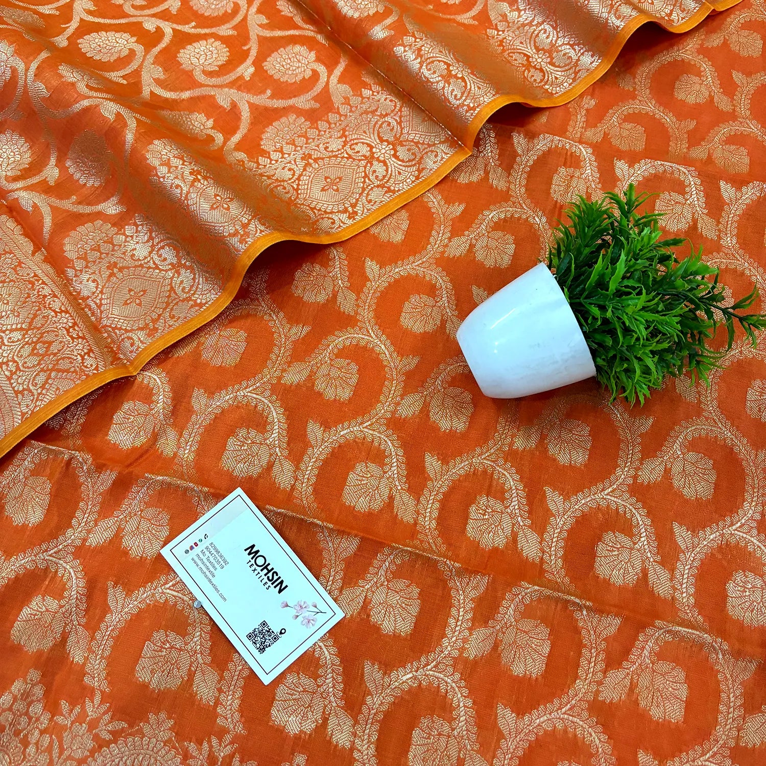 Orange Persian Jaal Banarasi Silk Suit 