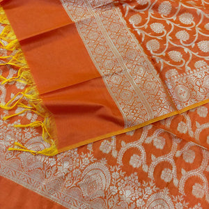 Orange Persian Jaal Banarasi Silk Suit 