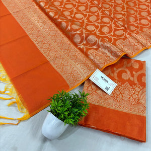 Orange Persian Jaal Banarasi Silk Suit 