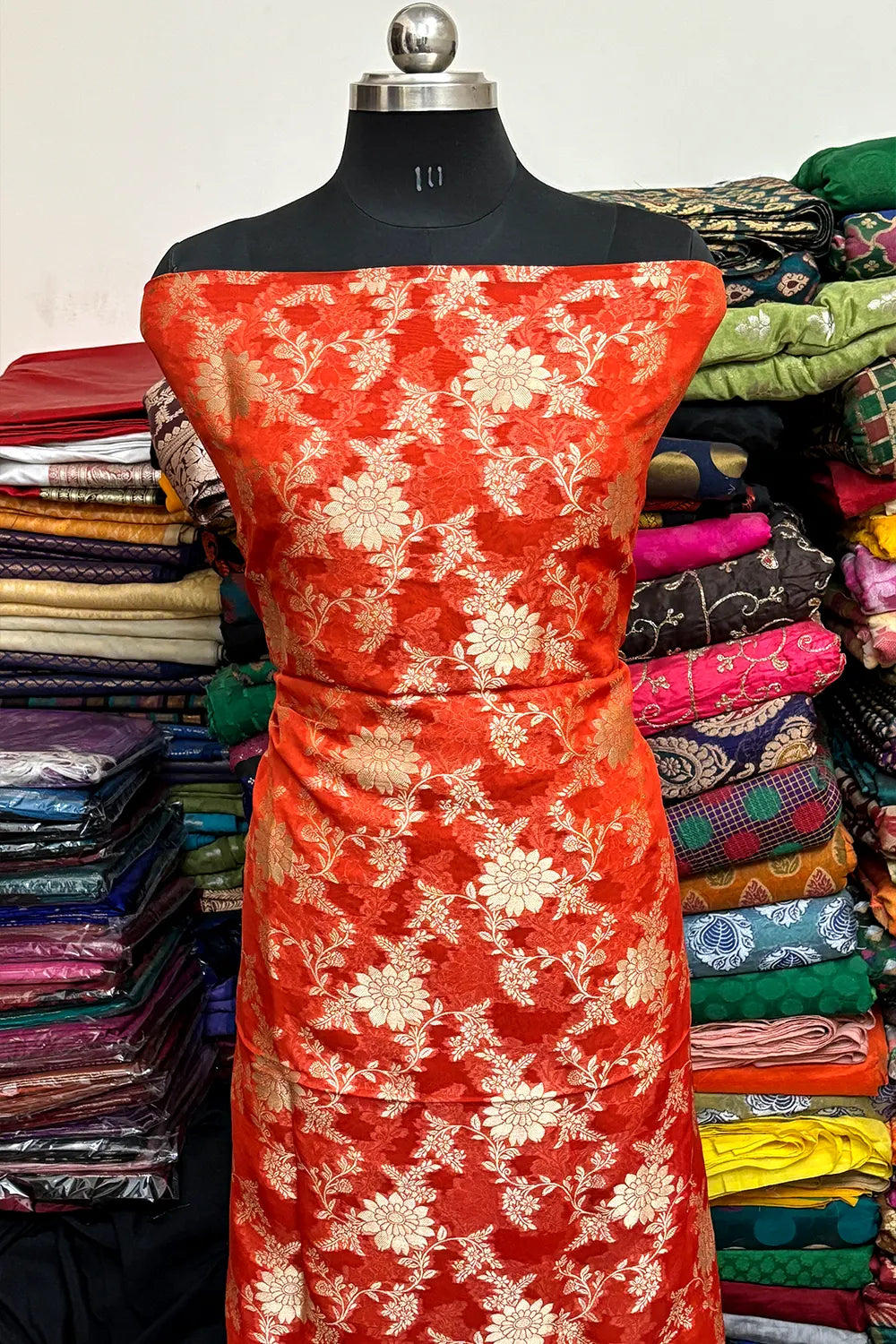 Orange Pure Viscose Georgette Banarasi Suit