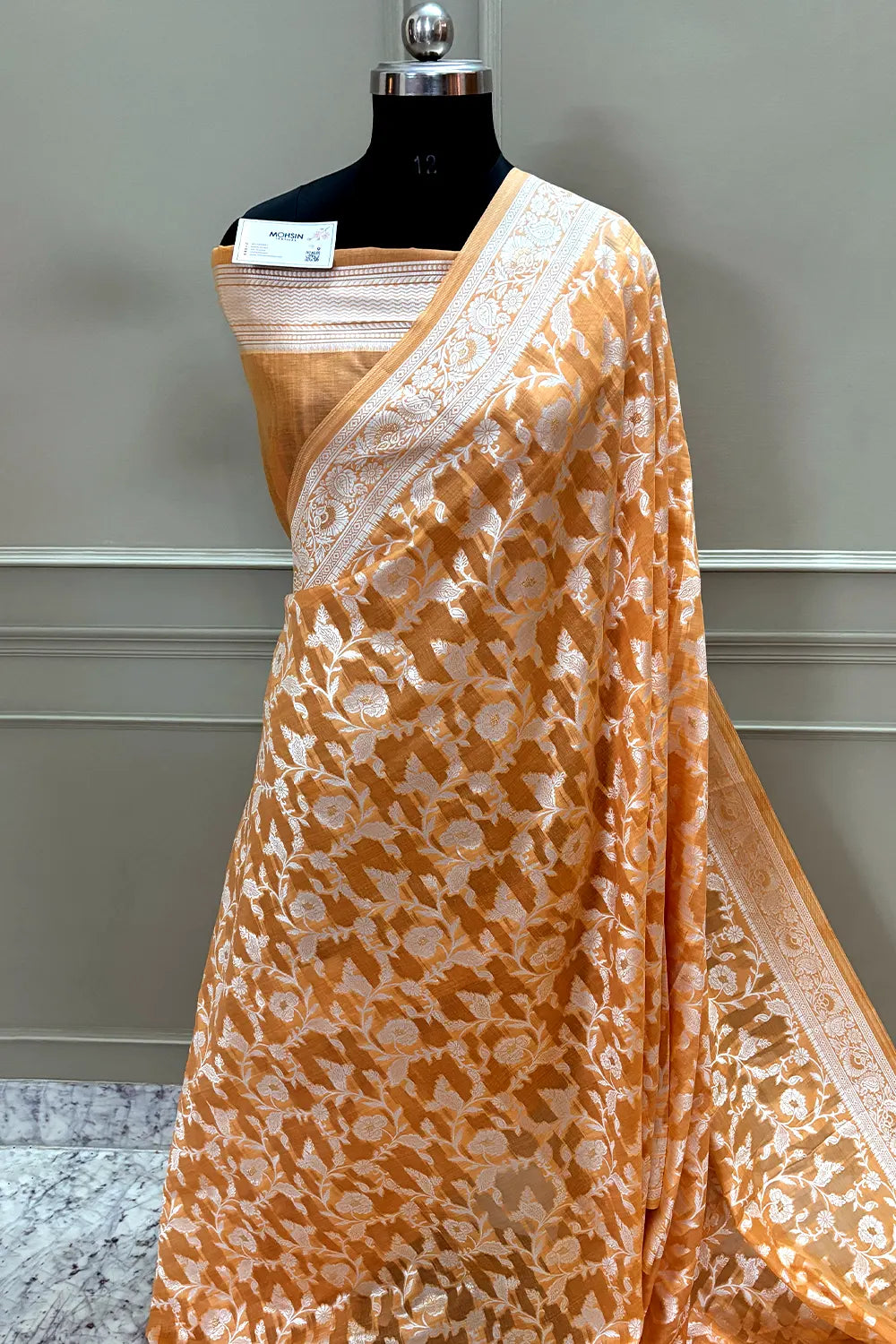 Orange Resham Silk Banarasi Saree