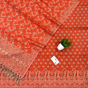 Orange Surahi Tree Cotton Silk Banarasi Suit 