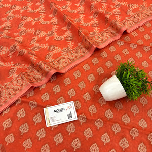 Orange Surahi Tree Cotton Silk Banarasi Suit 