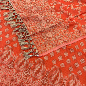 Orange Surahi Tree Cotton Silk Banarasi Suit 