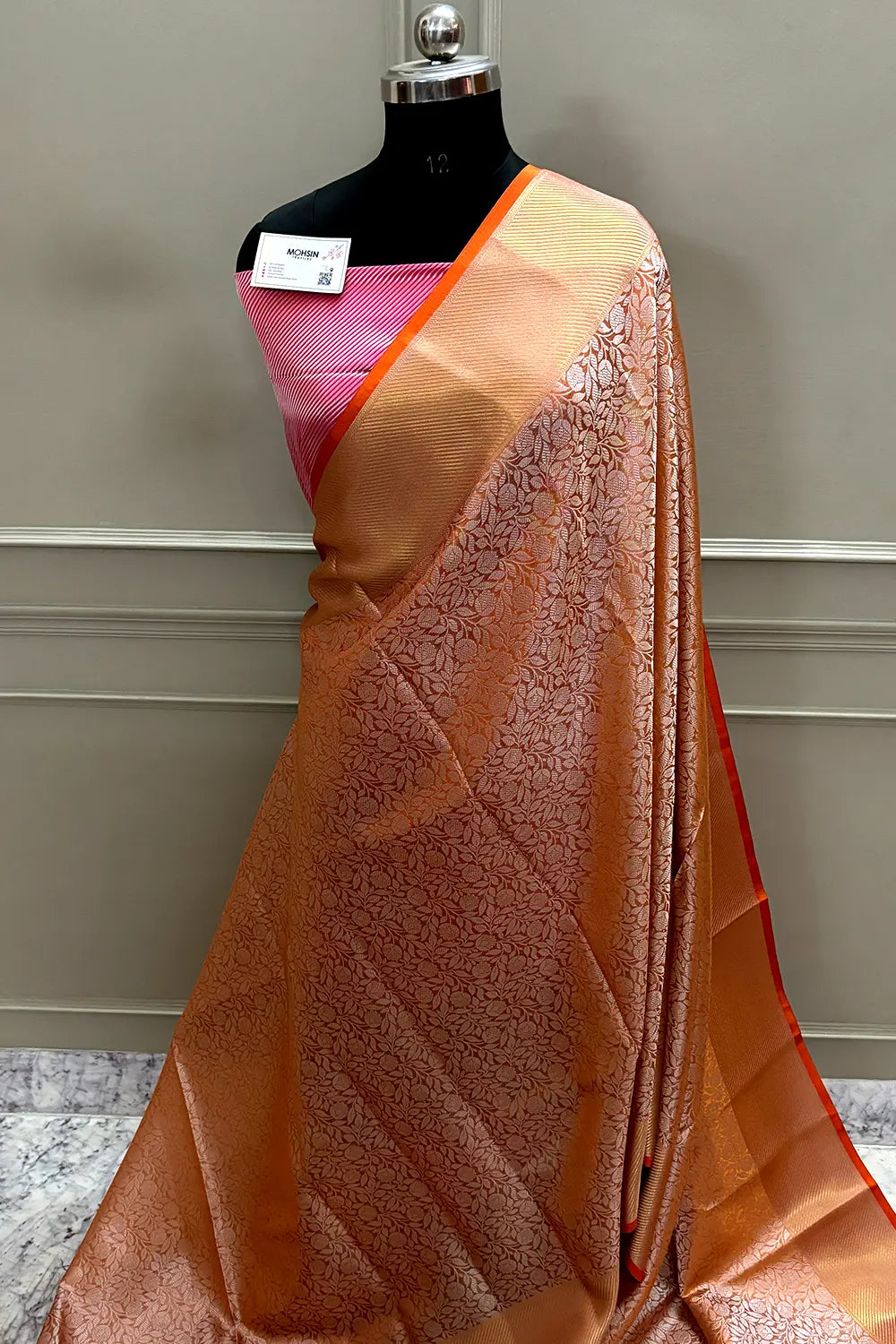 Orange Tissue Silk Banarasi Saree