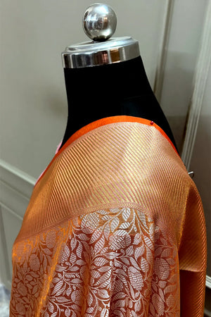 Orange Tissue Silk Banarasi Saree