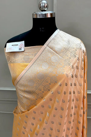 Orange Zari Katan Silk Banarasi Saree