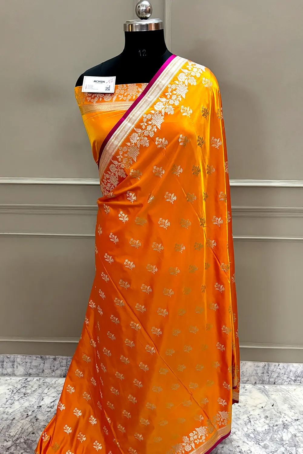 Orange Zari Katan Silk Banarasi Saree