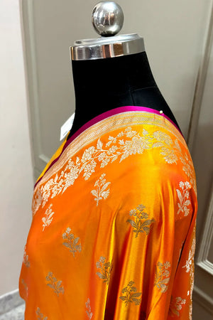 Orange Zari Katan Silk Banarasi Saree