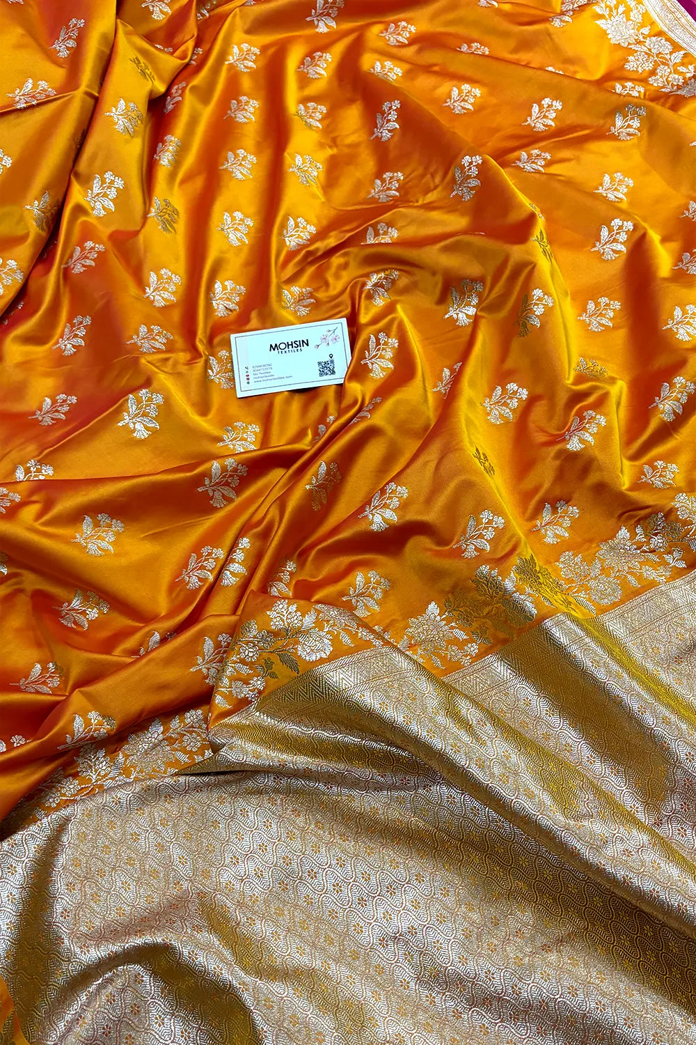 Orange Zari Katan Silk Banarasi Saree