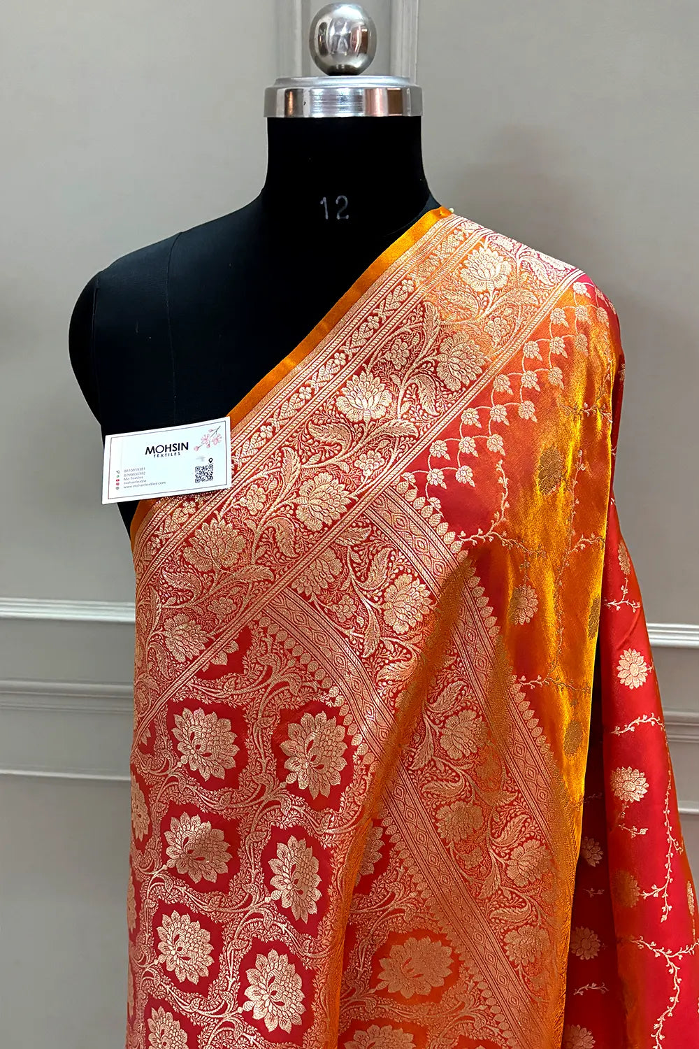Orange Zari Katan Silk Banarasi Saree