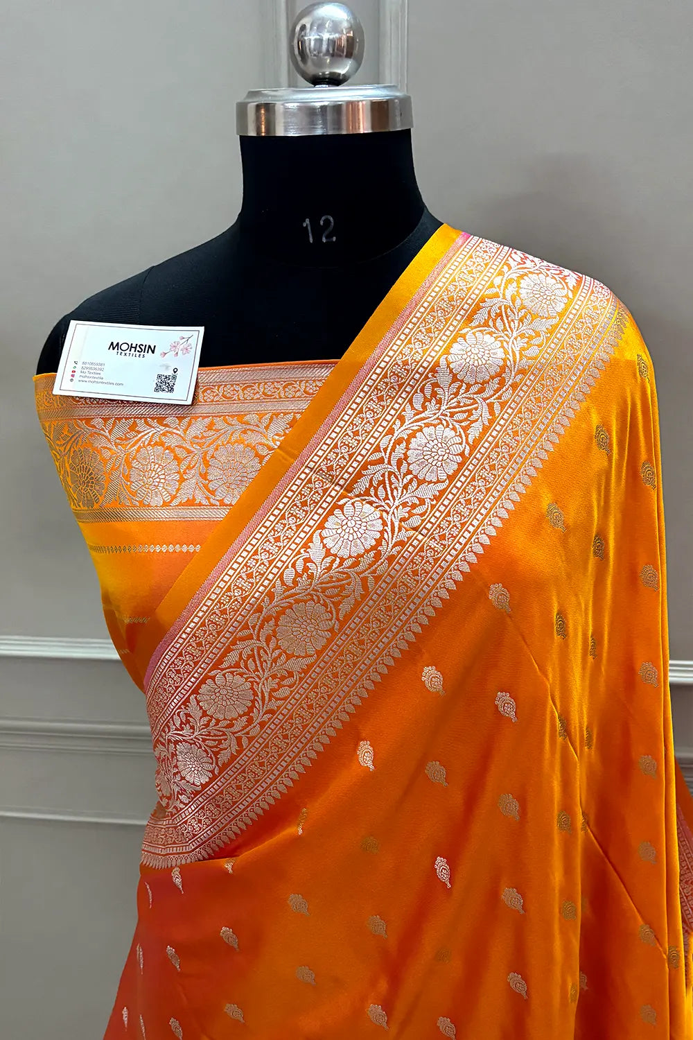 Orange Zari Katan Silk Banarasi Saree
