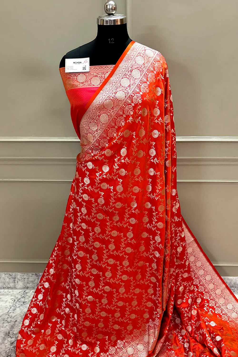 Orange Zari Katan Silk Banarasi Saree