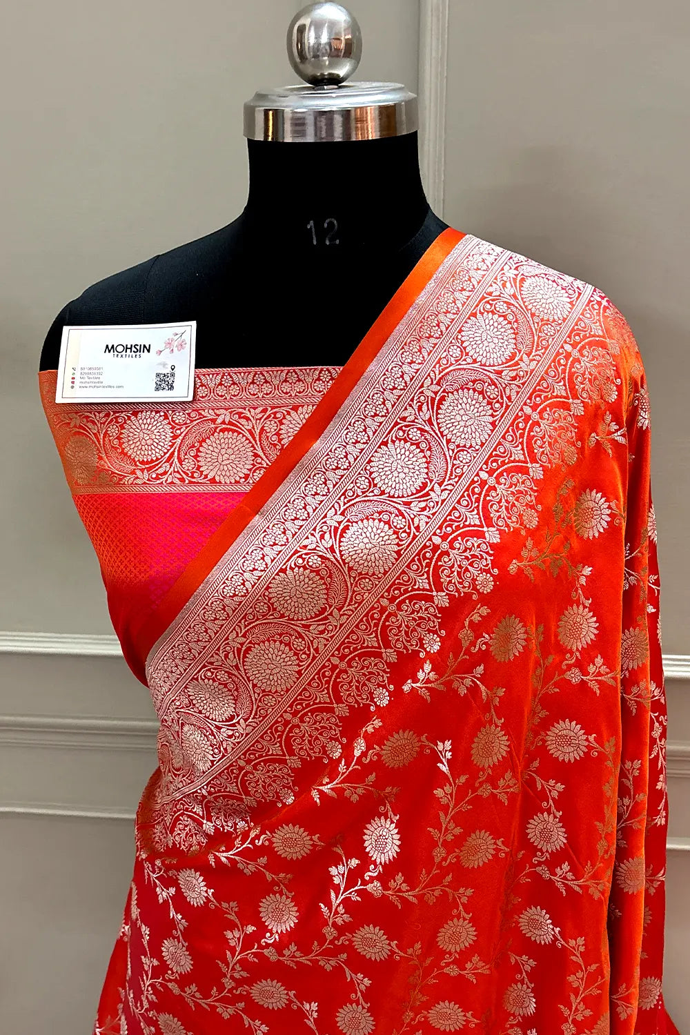 Orange Zari Katan Silk Banarasi Saree