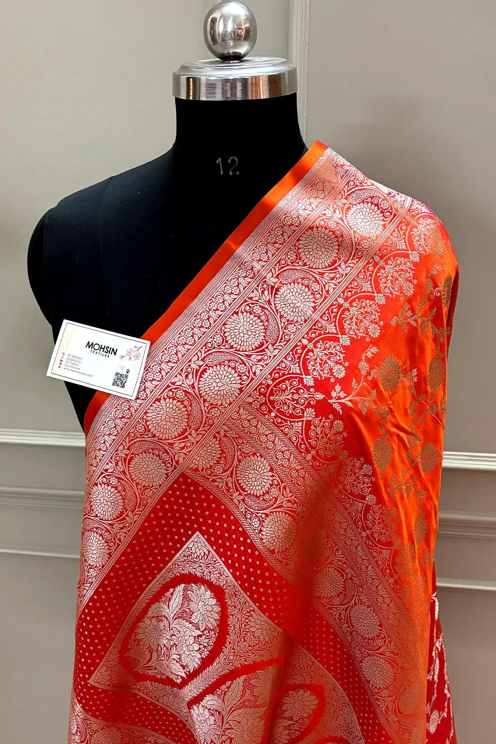 Orange Zari Katan Silk Banarasi Saree