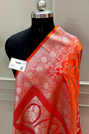 Orange Zari Katan Silk Banarasi Saree