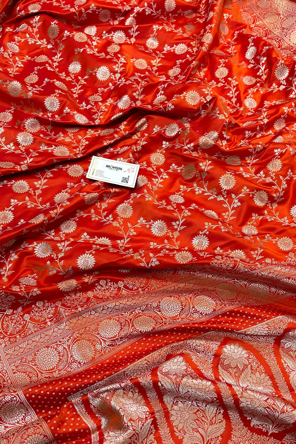 Orange Zari Katan Silk Banarasi Saree