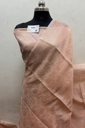 Orange Zari Linen Silk Banarasi Saree