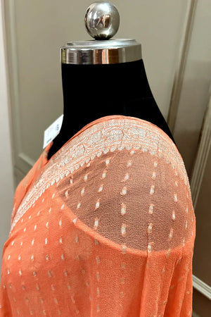 Orange Zari Pure Georgette Silk Banarasi Suit