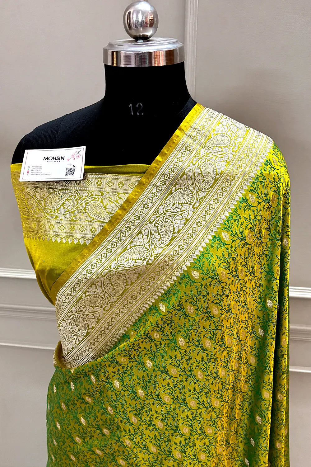 Parrot Green Zari Katan Silk Banarasi Saree