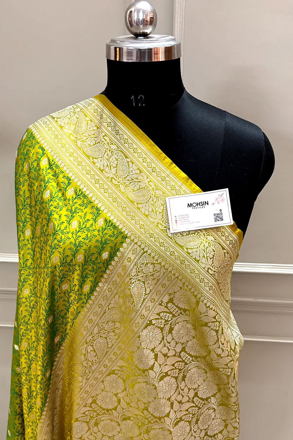 Parrot Green Zari Katan Silk Banarasi Saree