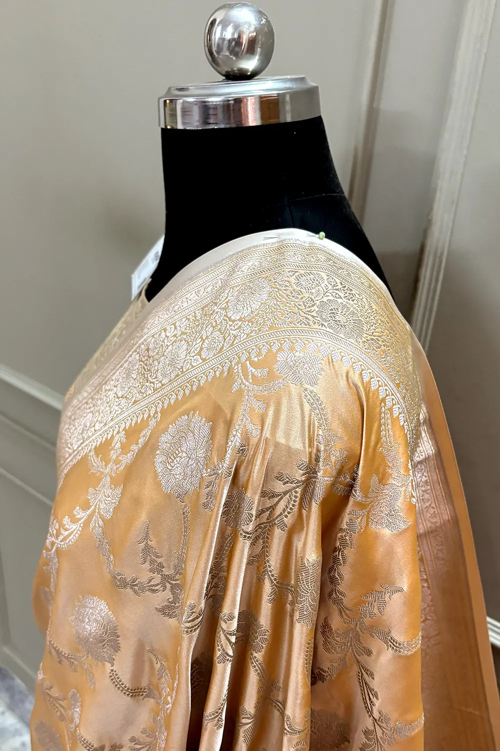 Pastel Orange Laabela Jaal Katan Silk Banarasi Saree