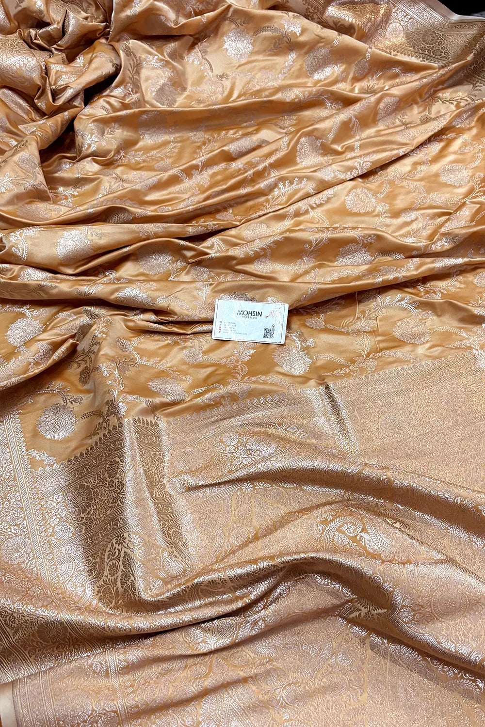 Pastel Orange Laabela Jaal Katan Silk Banarasi Saree