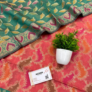 Peach and Sea Green Resham Banarasi Silk Suit 