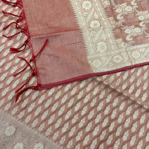 Peach Dracula Buti Banarasi Silk Suit