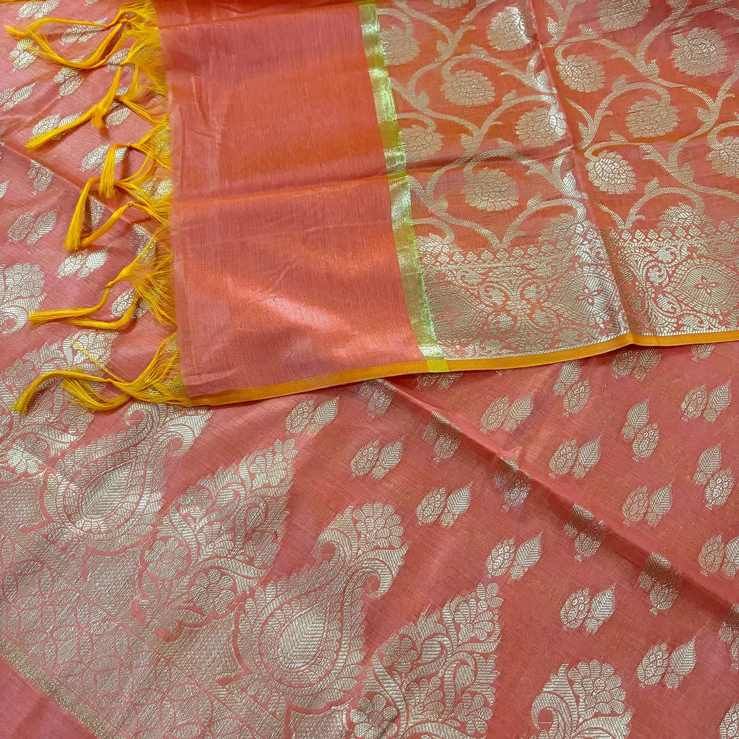 Peach Kalgha Lau Banarasi Silk Suit