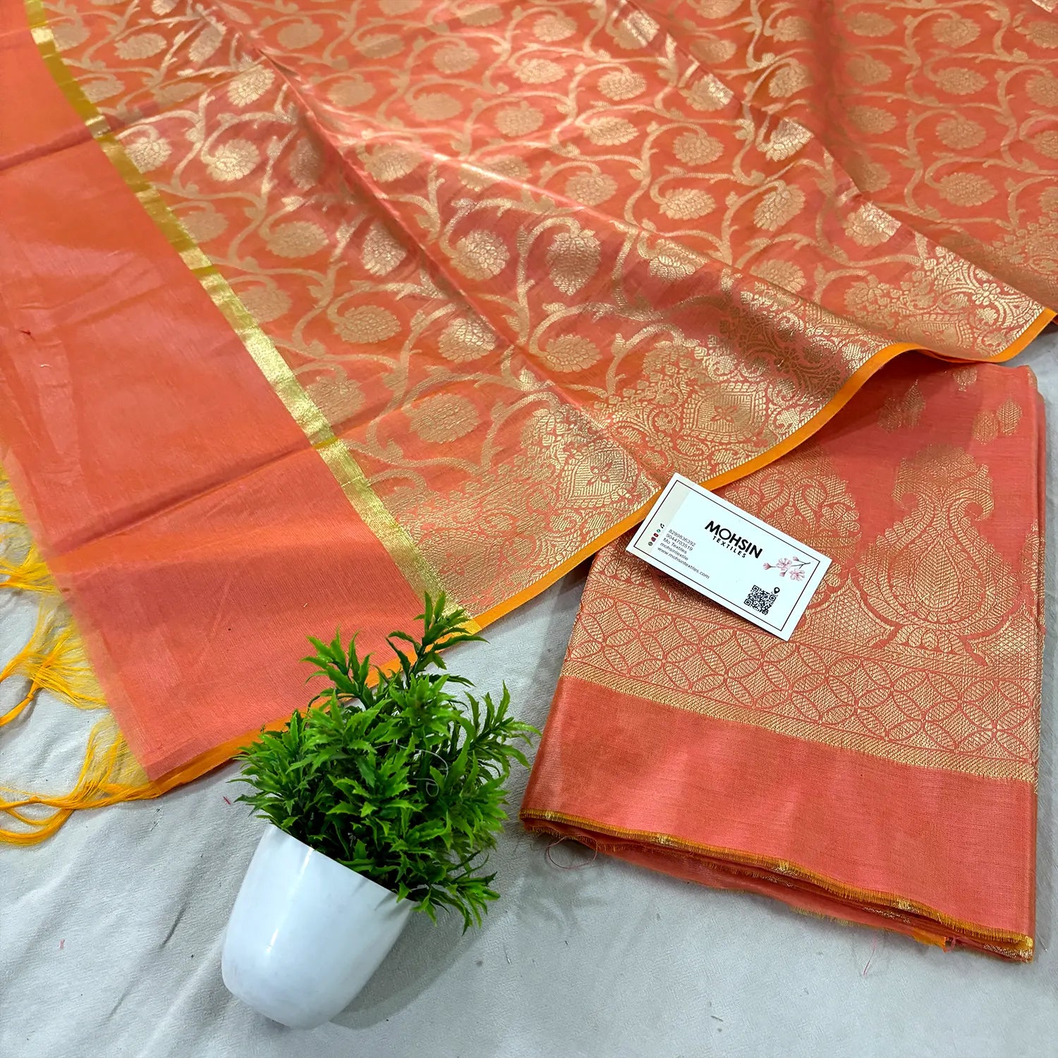 Peach Kalgha Lau Banarasi Silk Suit