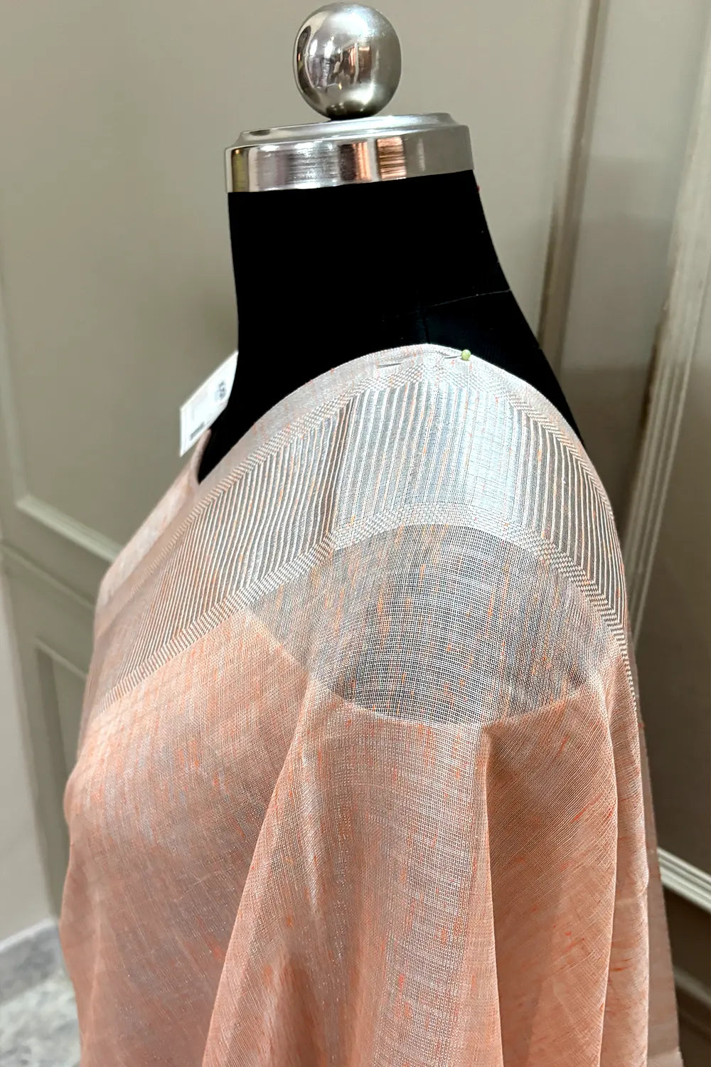 Peach Linen Silk Banarasi Saree