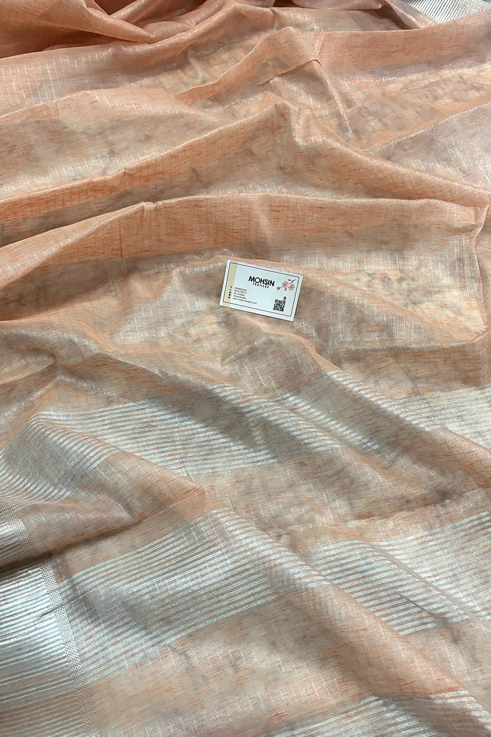 Peach Linen Silk Banarasi Saree