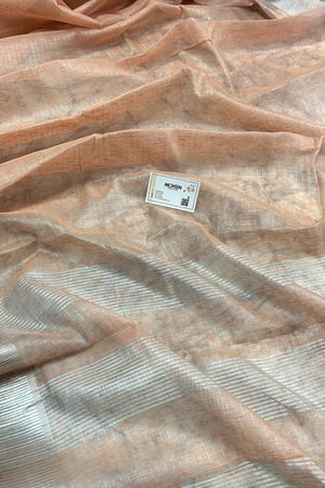 Peach Linen Silk Banarasi Saree