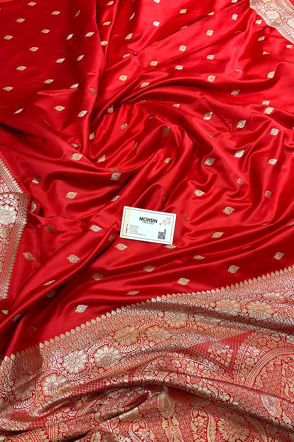 Peach Mario Patti Katan Mashru Silk Banarasi Saree