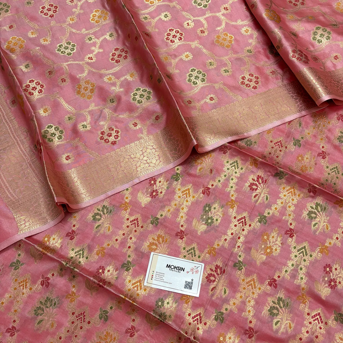 Peach Meenakari Katan Silk Banarasi Suit
