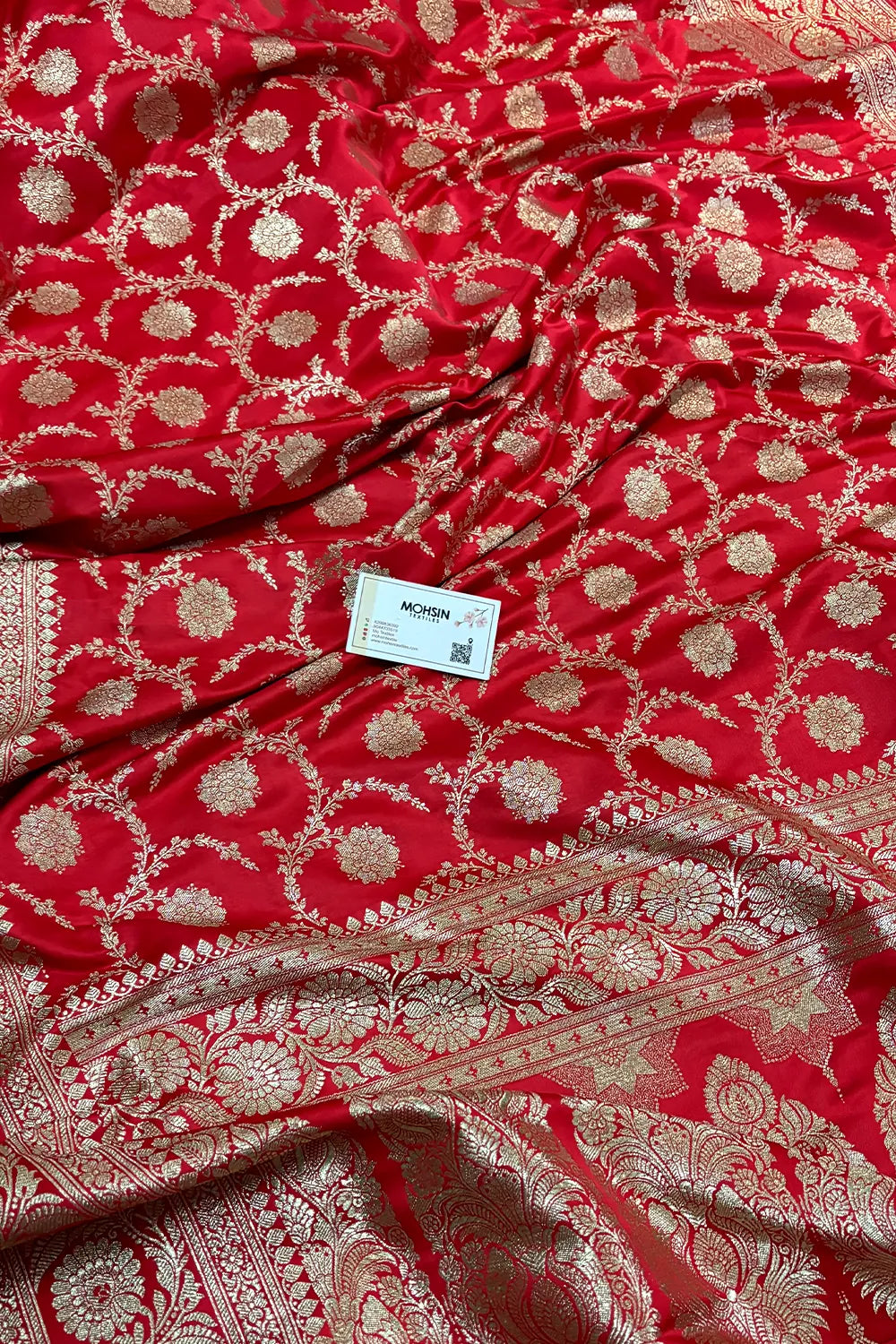 Peach Murmuri Jaal Katan Silk Banarasi Saree
