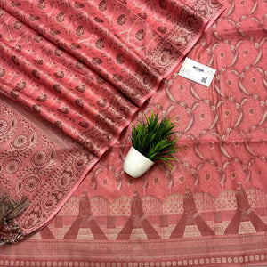 Peach Namo Ghat Cotton Silk Banarasi Suit